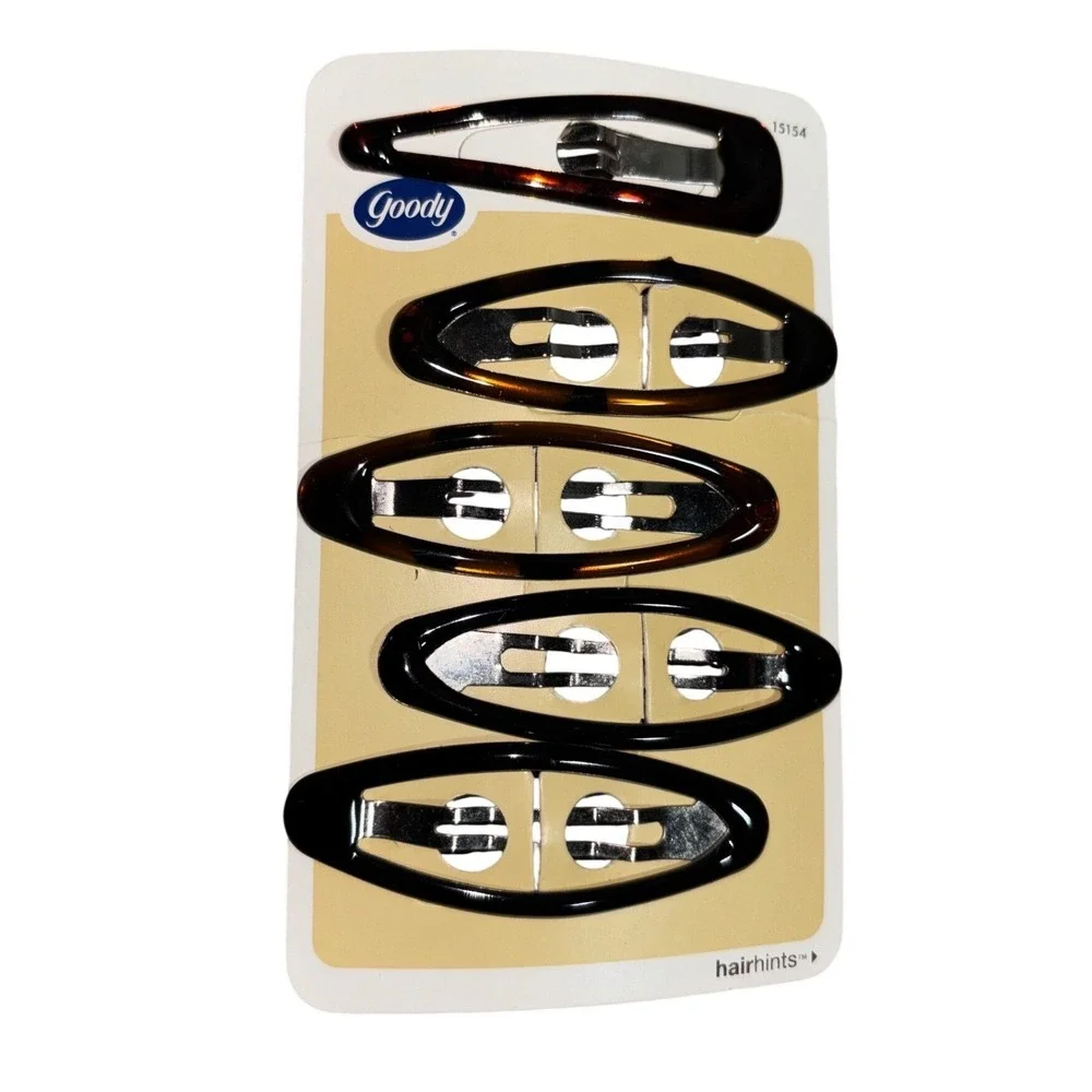 Goody Hair Hints Contour Snap Hair Clips 5 Pack Tortoise Brown Vintage 2008